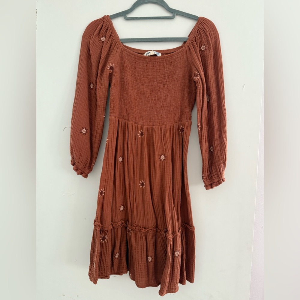 Smocked Casual Dress in Rust - Women’s M